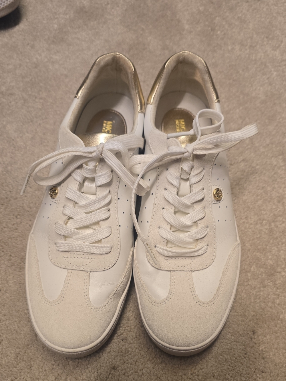 Michael Kors White Sneakers with Gold Heel Detail